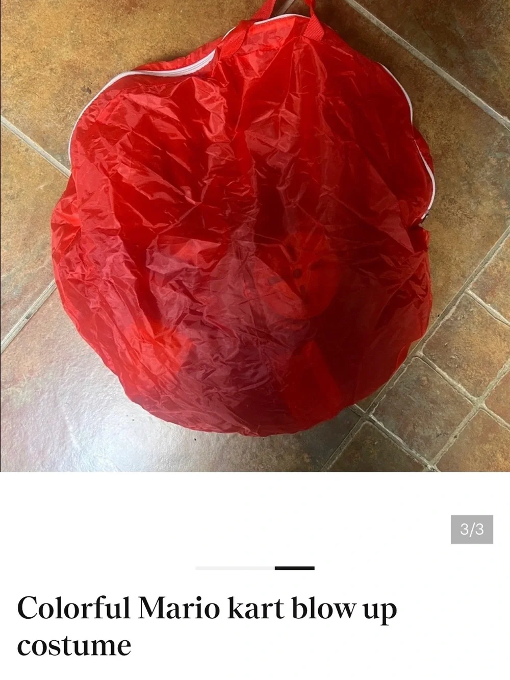 Red Inflatable Kart Kids Costume - Mario Style